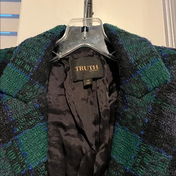 Truth Black and Green Plaid Jacket with Gold Buttons - Picture 4 of 5